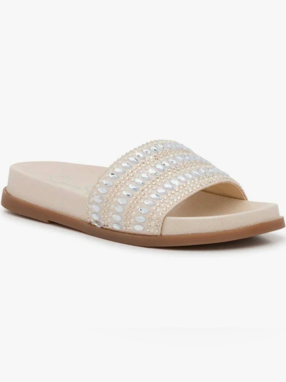 Jessica Simpson Iridescent Jeweled Gem Crystal-Embellished Slide Sandals